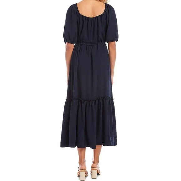 NWT KAREN KANE Short Sleeve Removable Tie Belt Flowy Ruffle Layered Dress - Picture 2 of 4